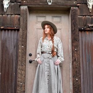 SOLD RevivALL Lacey Jean Button-Down Wool Skirt